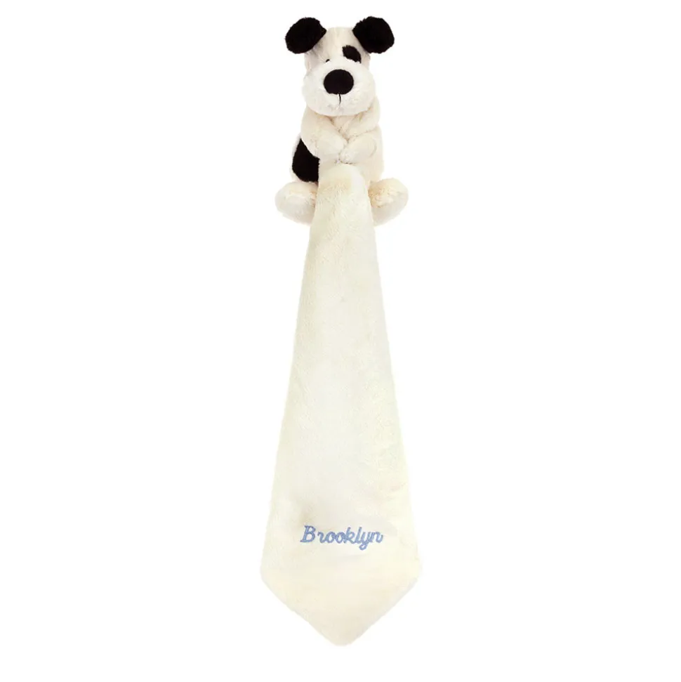 Personalised Bashful Black & Cream Puppy Soother